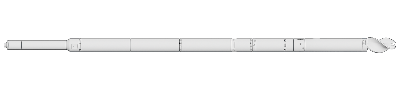 Render of a Well Cleaner Reverse Circulating Bit tool used for well interventions.