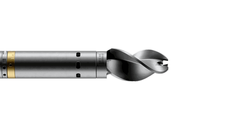 Well Cleaner Reverse Circulating Bit with a metallic body, gold-colored section, and helical cutting edge for efficient downhole cleaning.
