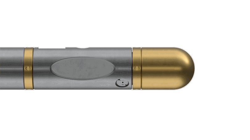 Well Key tool featuring a metallic body with gold colored sections, designed for secure downhole operations.
